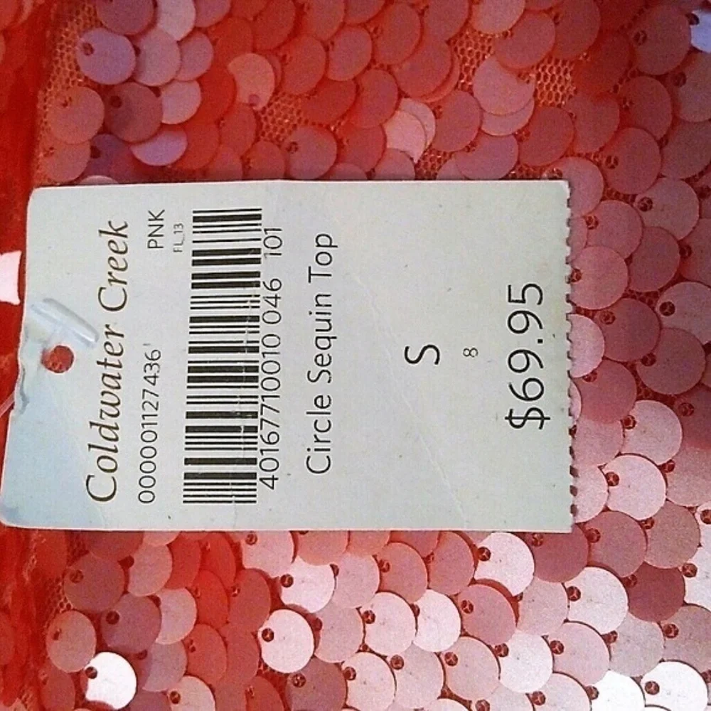 Spectacular Coral Pink Sequined Top NWT S/M - Picture 3 of 6